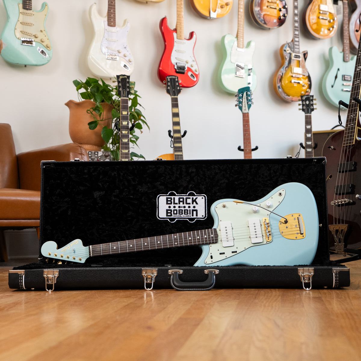 Black Bobbin Custom JM Sonic Blue w/ Gold Hardware