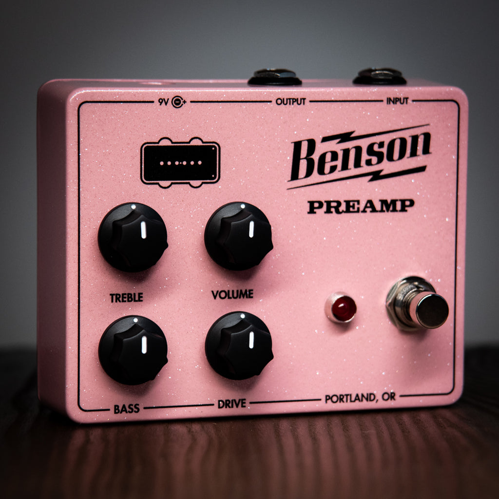 Benson Preamp Pedal Shell Pink Sparkle – Black Bobbin