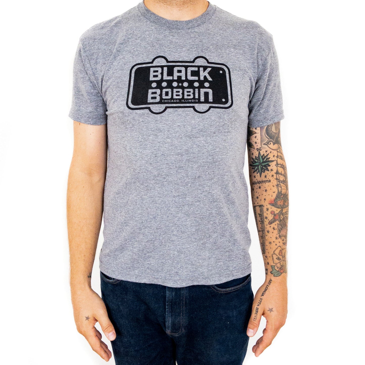 Black Bobbin Logo Shirt Heather Grey